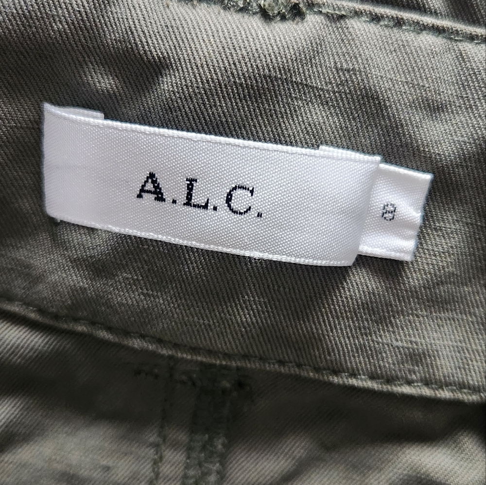 A.L.C. Kai Belted Cargo Mini Skirt Size 8 Army Olive Green Linen Cotton Revolve - Picture 7 of 11